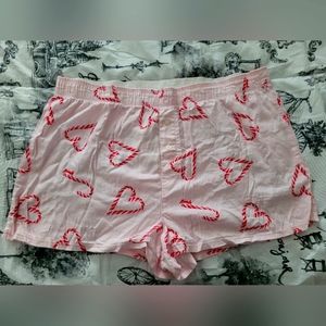 PINK Holiday Candy-Cane Boxy Pajama/Sleep Shorts